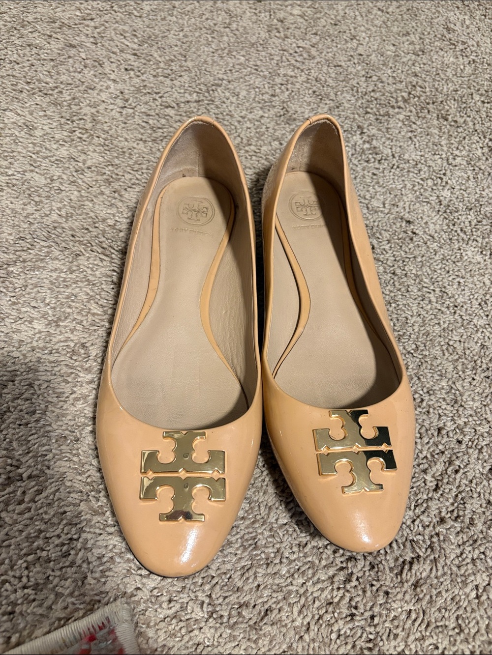 Tory Burch Raleigh Beige Patent Logo Flats